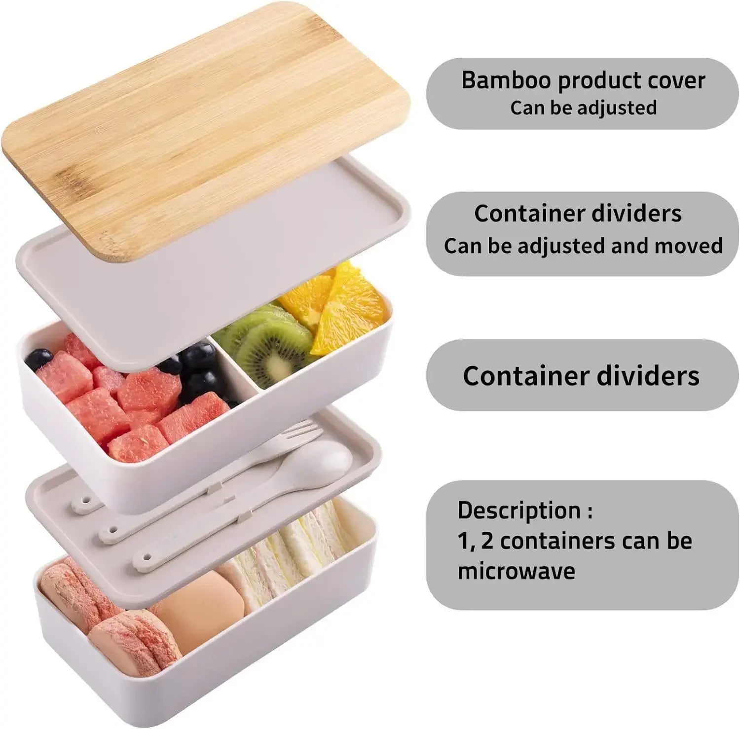 2-Tier Bento Lunch Box Set with Cutlery – Leakproof, Microwave & Dishwasher Safe, BPA-Free