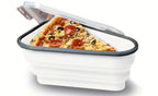 Collapsible Silicone Pizza Storage Container with 5 Microwavable Serving Trays – Airtight, Space-Saving, White