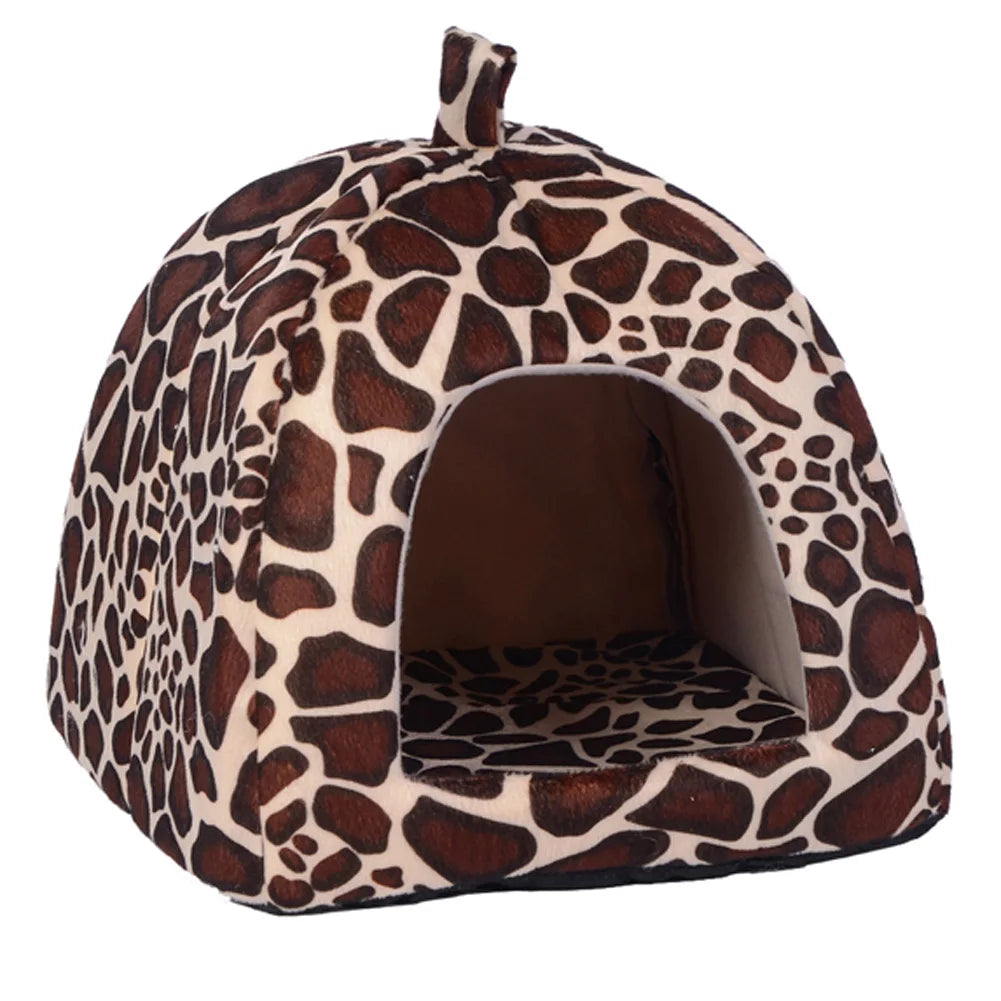 Strawberry Pet Cave Bed – Soft Fleece House for Cats & Small Dogs, S–XL