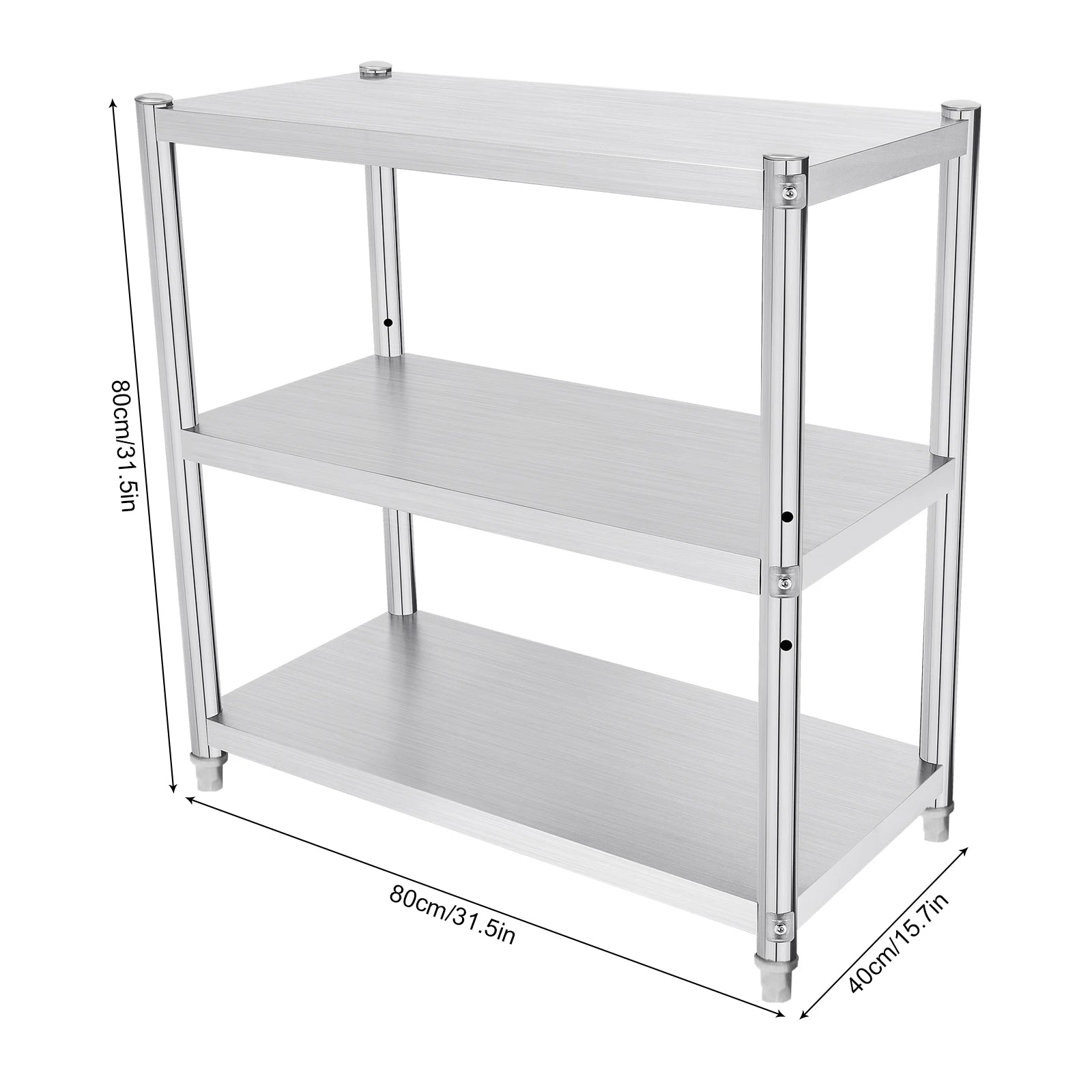 3-Tier Stainless Steel Storage Rack – Adjustable, Freestanding, Waterproof