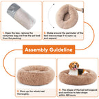 Calming Round Dog Bed | Faux Fur & Coral Fleece | Non-Slip | Machine Washable | 4 Sizes