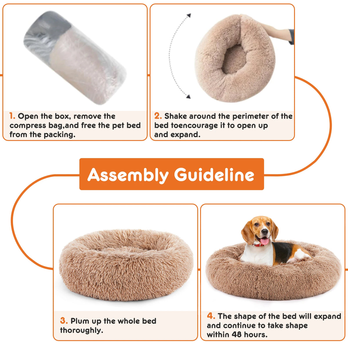 Calming Round Dog Bed | Faux Fur & Coral Fleece | Non-Slip | Machine Washable | 4 Sizes