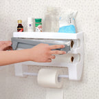 4-in-1 Wall Mount Kitchen Organizer with Paper Towel Holder and Wrap Dispenser