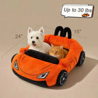 Supercar Cat Bed | Coral Fleece | PP Cotton Fill | Pillow Included | Orange