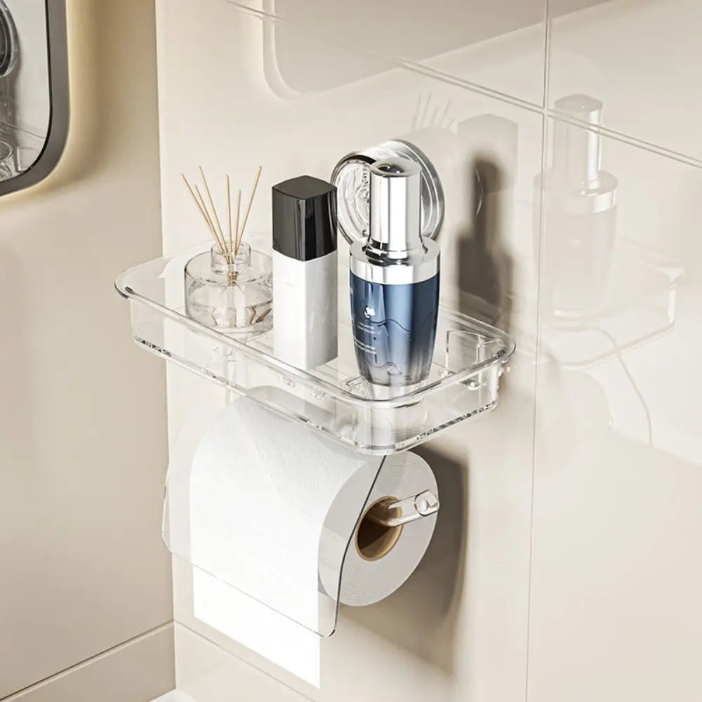 Suction Cup Toilet Paper Holder – No-Drill Wall Mount, PET & ABS, S or L