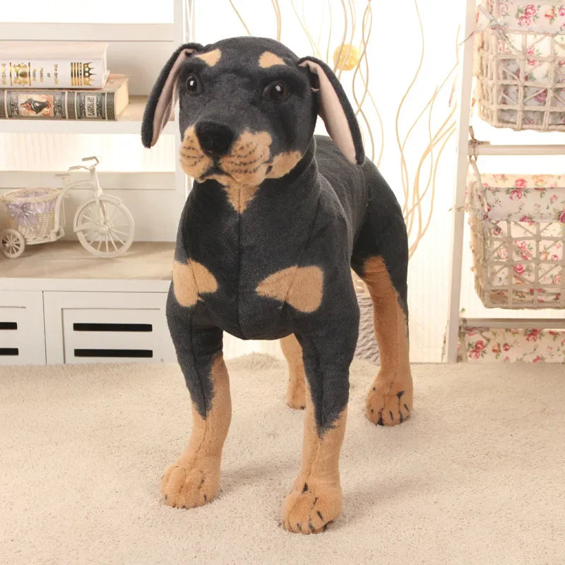 Standing Black Dog Plush Toy, 35–60cm, Three Size Options