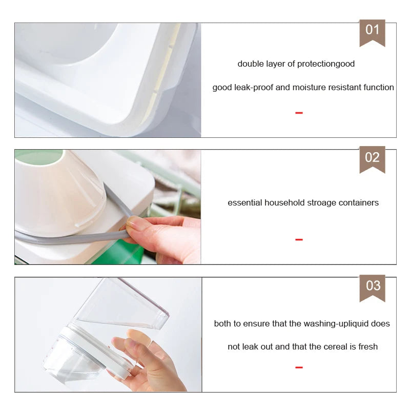 Airtight Multi-Use Storage Container with Measuring Cup – BPA-Free, Clear, 700ml to 1900ml