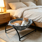 Elevated Hanging Cat Basket | Breathable Mesh | Detachable & Washable | Gray