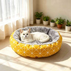 Round Coral Fleece Cat & Dog Nest Mat | Warm & Cooling | 3 Sizes | Yellow, Green, Gray