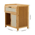 Compact Wooden Nightstand with Drawer & Sliding Door