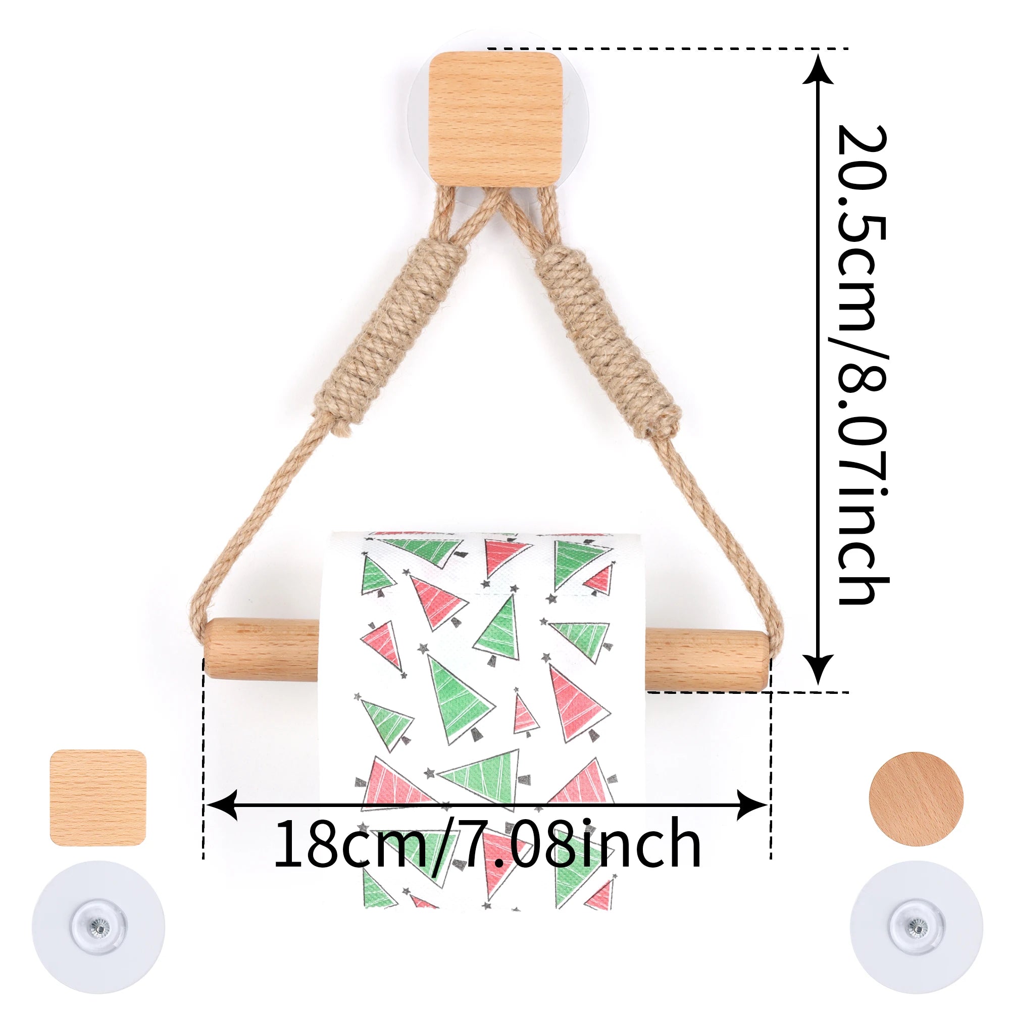 Wooden Toilet Paper Holder – Wall Mounted, Nail-Free, Triangle