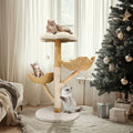 Three-Tier Cat Tree Tower | Natural Willow Wood | Sisal Scratching Post | Beige