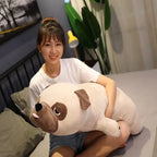 Kawaii Chubby Pug Body Pillow Plush | Cartoon Pug | Smooth Velboa Coat | Lying Prone | 2 Sizes: 50 & 60cm