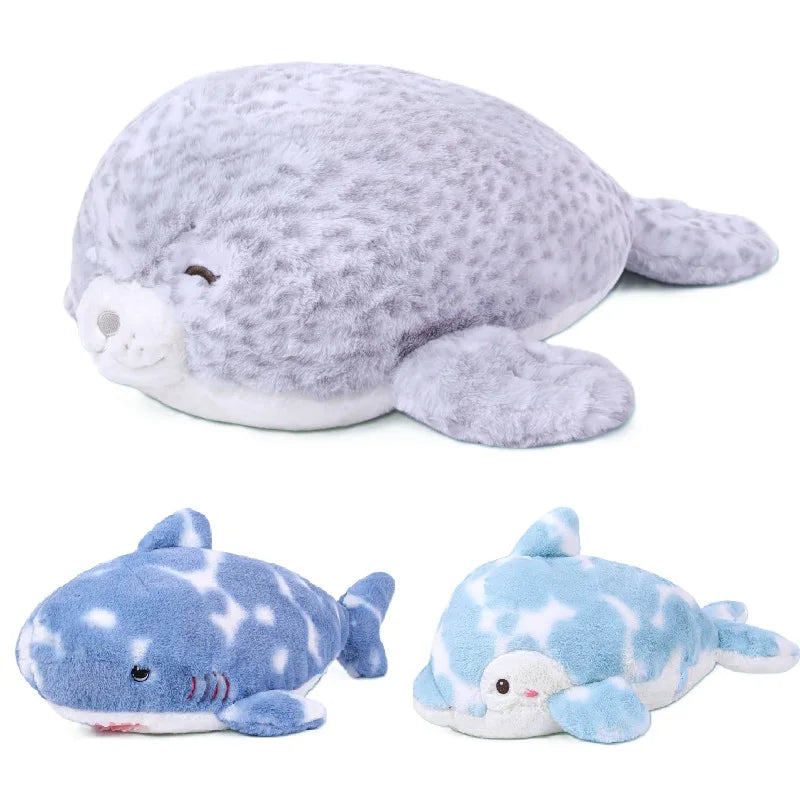 Sea Life Plush Pillow, Seal, Shark or Dolphin, 28cm | BHH Living