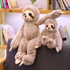 Gray Sloth Plush Toy – Fluffy Long-Armed Stuffed Animal