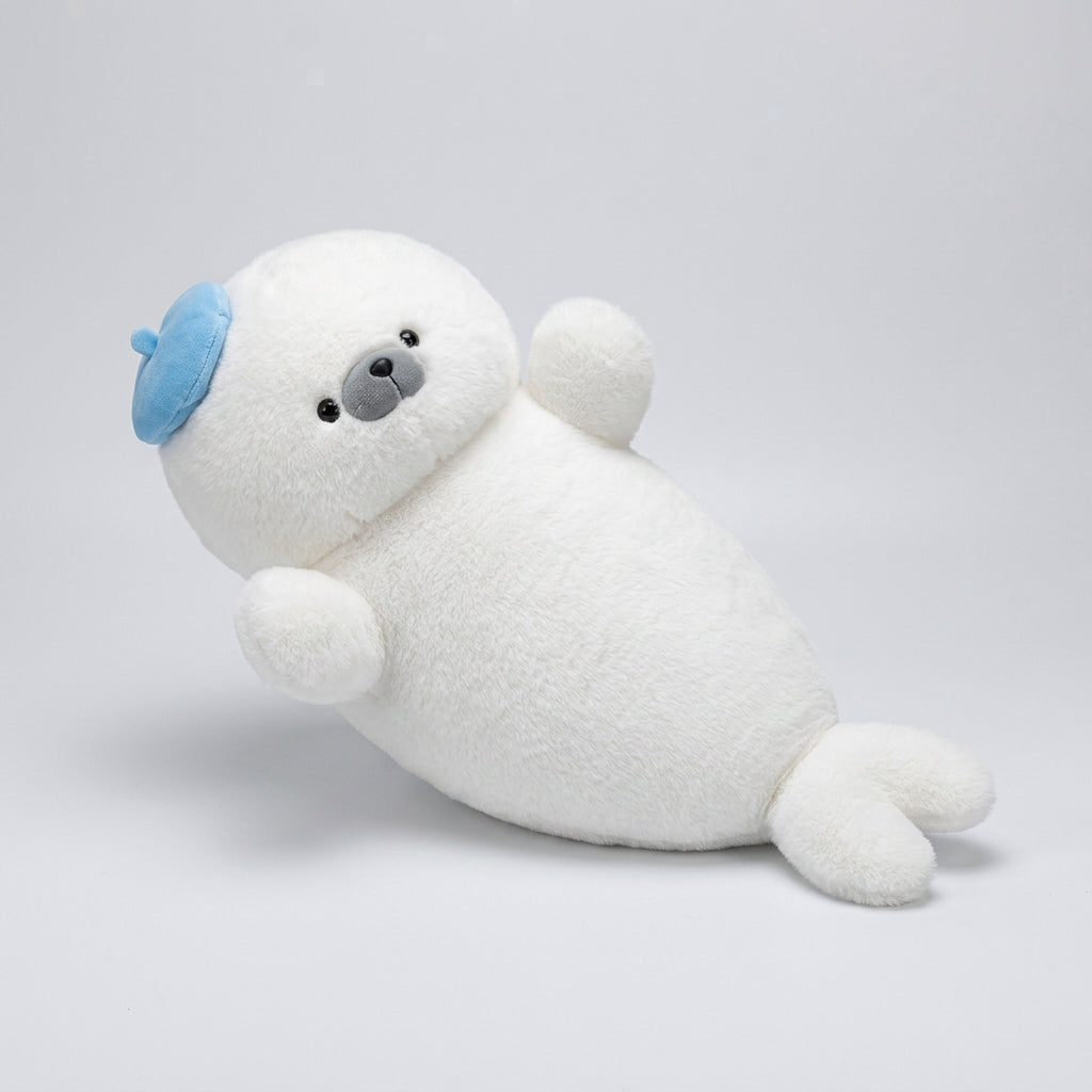 White Seal Plush Pillow – Long, Fluffy Animal Cushion