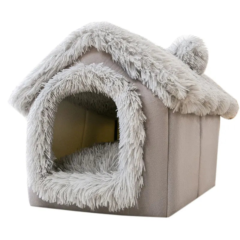 Soft Removable Pet Cave House Bed – Warm Kennel for Dogs & Cats, S–L