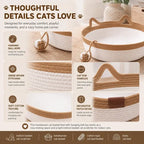 Handwoven Cotton Rope Cat Basket | Cat Ear Handles | Ball Toy Included | 3 Sizes