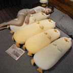Long Duck Plush Pillow – Soft Yellow or White Bolster