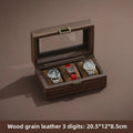 Wood Grain Leather Watch Case – 3, 6, 10 or 12 Slot Watch Organiser