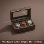 Wood Grain Leather Watch Case – 3, 6, 10 or 12 Slot Watch Organiser