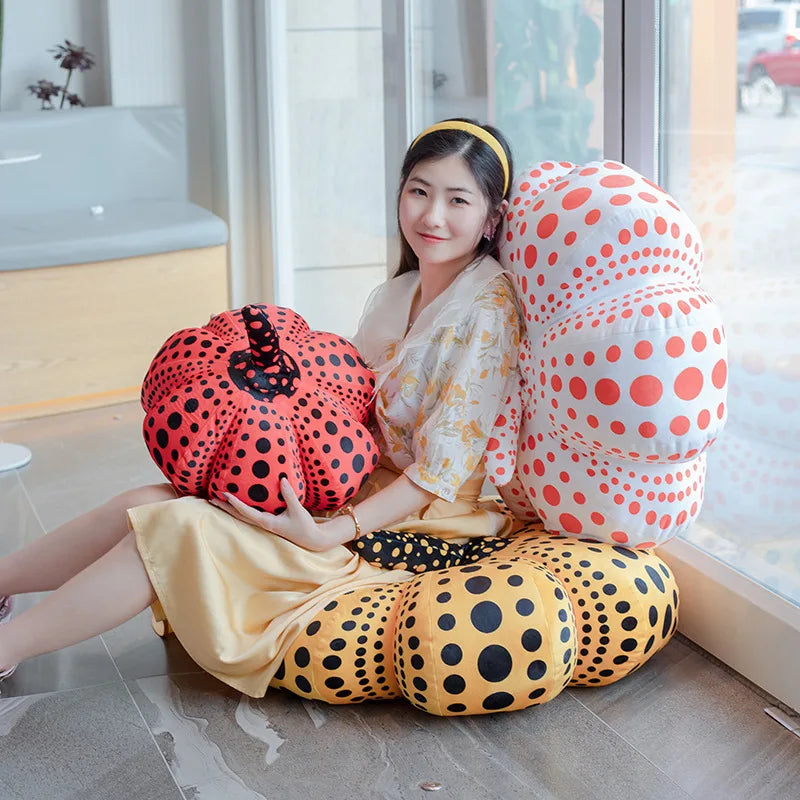 Polka Dot Pumpkin Plush Cushion Pillow | PP Cotton | 3 Colours | 3 Sizes 20–40cm