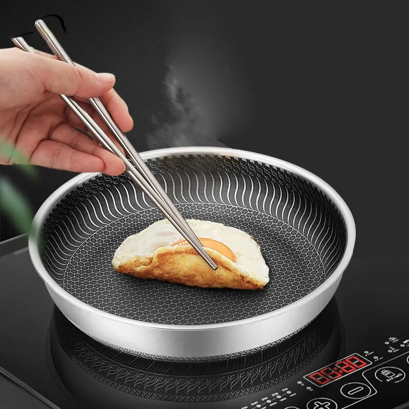 Tri-Ply 316 Stainless Steel Frying Pan – Double-Sided Honeycomb, All Cooktop Compatible