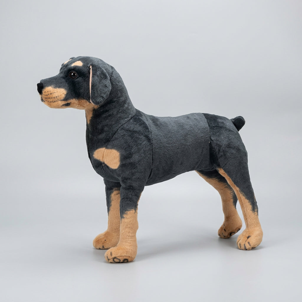 Standing Black Dog Plush Toy, 35–60cm, Three Size Options