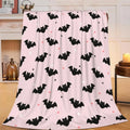 Pink Bat Pattern Halloween Plush Throw Blanket for Bed & Sofa