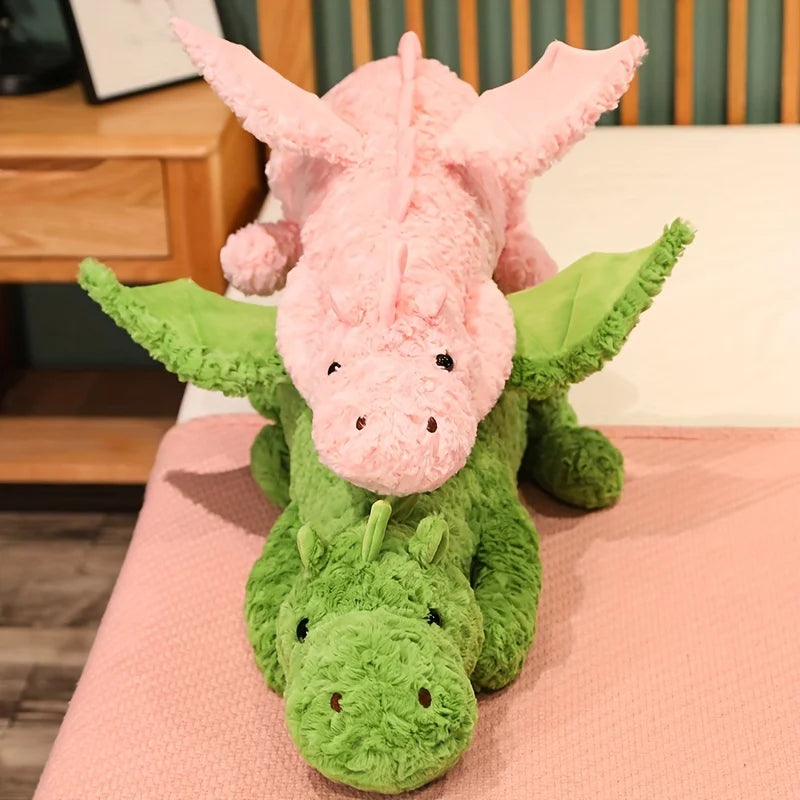 Winged Dragon Plush Toy – Fluffy Green or Pink Dragon