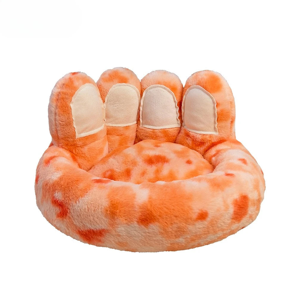 Round Faux Rabbit Fur Pet Bed | Bear Paw Design | Machine Washable | Winter Warm | 4 Sizes | 7 Colours