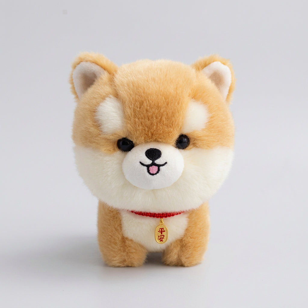 Lifelike Japanese Puppy Plush Stuffed Toy | 8 Breed-Inspired Styles | Lucky Charm Collar