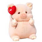 Kawaii Angel Pig Plush | Chubby Round Body | Red Angel Wings & Heart Balloon | Soft Fluffy Pile | 20cm & 30cm