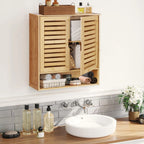 Wall-Mounted Bamboo Bathroom Cabinet – Storage Shelf & Medicine Cupboard, White or Wood