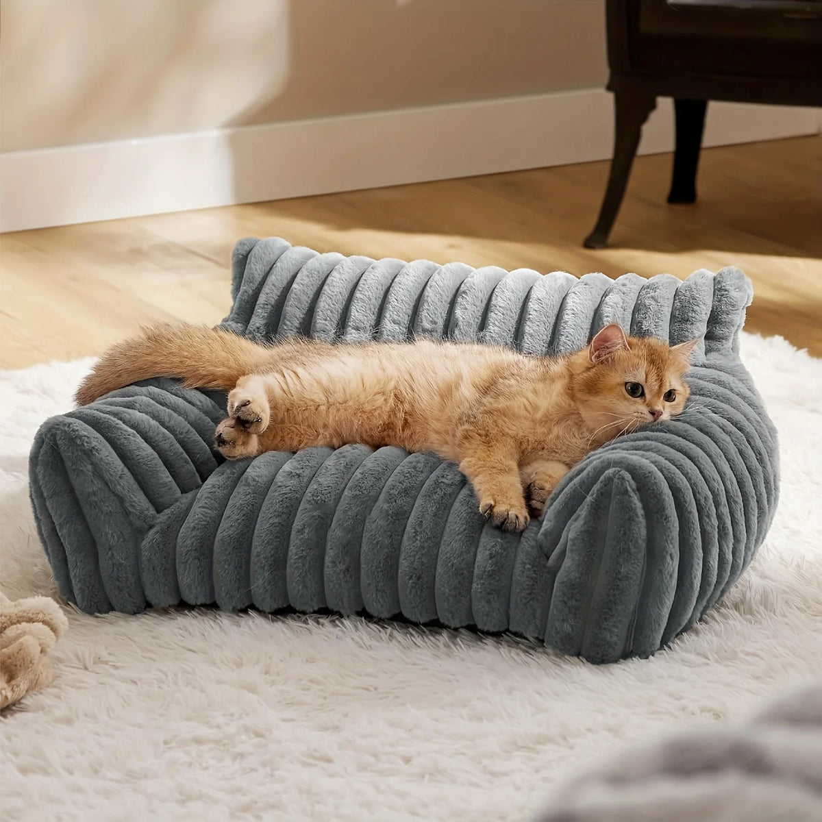Plush Cat Sofa Bed | Deep Sleep Pet Basket | Cats & Small Dogs | 3 Sizes
