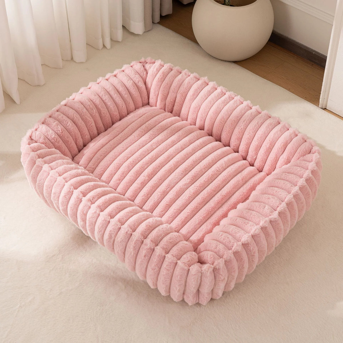 Rectangle Corduroy Pet Bed | Dogs & Cats | Washable Removable Cover | 6 Sizes