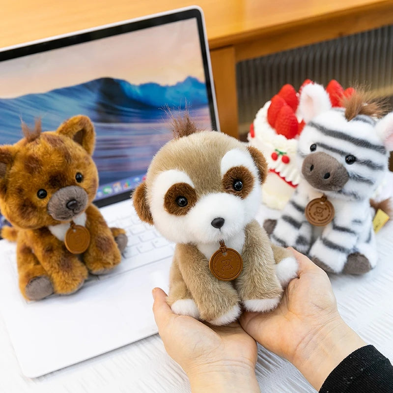 Kawaii Chibi Safari Animal Plush Series | Spiky Mohawk & Bear Medallion | 6 Characters: Lion Cub, Zebra, Elephant, Brown Cub, Meerkat & Wild Boar | 15cm