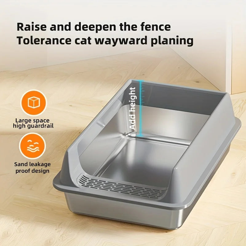 Stainless Steel Cat Litter Box | Semi-Enclosed, Splash-Proof | 15 Styles