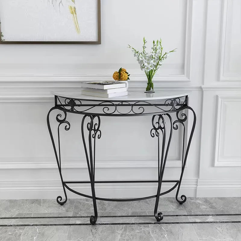 Nordic Wrought Iron Console Table | Hallway & Entryway Table | Gold & Black