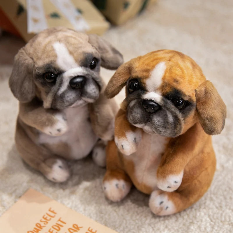Lifelike English Bulldog Puppy Plush Stuffed Toy | 4 Coat Styles | Simulation Velvet | 20cm