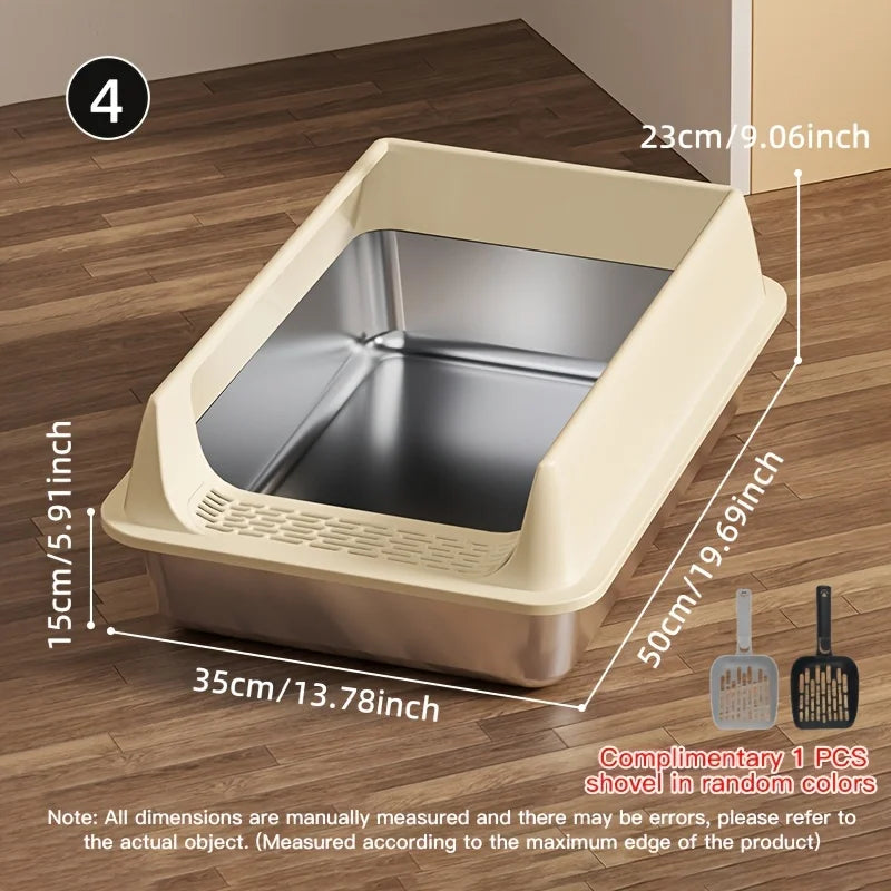 Stainless Steel Cat Litter Box | Semi-Enclosed, Splash-Proof | 15 Styles