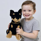 Lifelike Doberman Pinscher Puppy Plush Stuffed Toy | Black & Tan | Gold Chain Collar | Simulation Velvet | 30cm