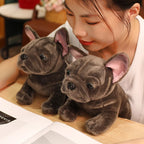 Lifelike French Bulldog Plush Figurine | Blue & Black Colourways | Simulation Short-Pile Coat | Bat Ears & Wrinkled Muzzle | 28cm