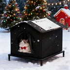 Insulated Cat House with Raised Stand and Cushion