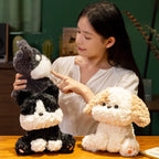 Kawaii Sitting Dog Plush Stuffed Toy | 3 Styles | Curly Fluffy Coat | Cuddly Desk Companion | 20cm