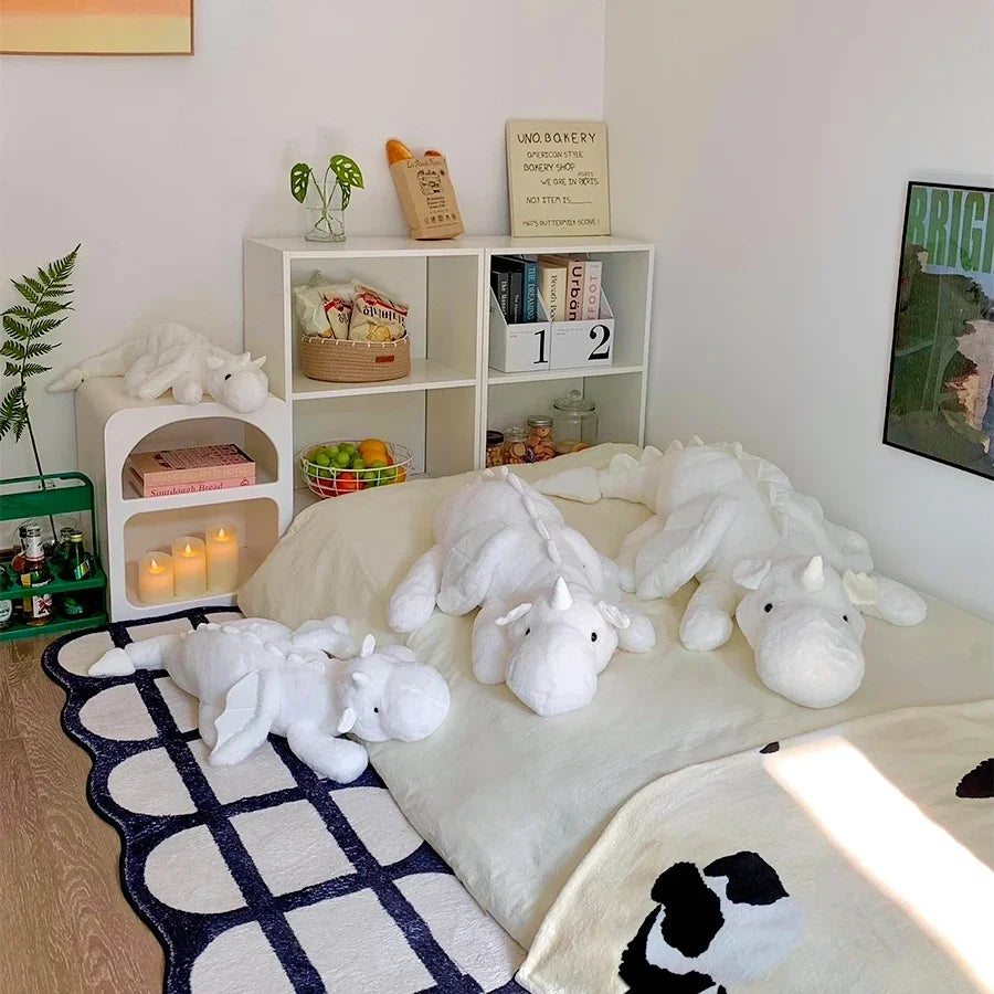 Winged Dragon Plush Pillow – Long White or Pink Dragon