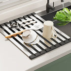 304 Stainless Steel Foldable Dish Drainer Rack – 3 Sizes for Kitchen Sink
