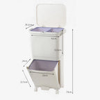 38L Double Compartment Trash Can with 4 Casters – 2-Tier Waste Bin