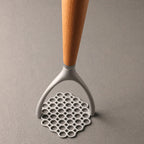 304 Stainless Steel Potato Masher with Natural Wood Handle – For Mash, Baby Food & Fruit