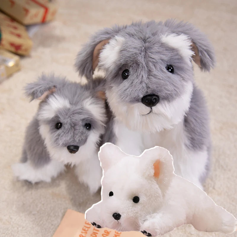 Kawaii Schnauzer & Westie Plush Stuffed Toy | Fluffy Long-Pile Coat | 2 Breeds, 2 Sizes